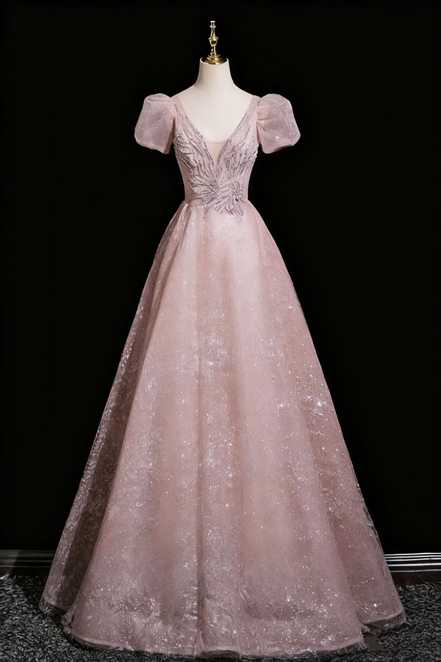 Elegant Prom Dress A Line V-neck Evening Gown Birthday Party Outfits   D3310