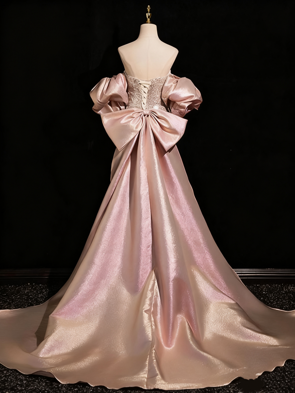 Shiny Prom Dress A Line Strapless Evening Gown Birthday Party Outfits   D3311