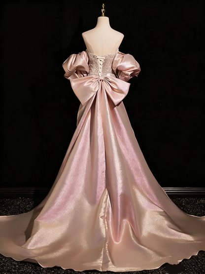 Shiny Prom Dress A Line Strapless Evening Gown Birthday Party Outfits   D3311