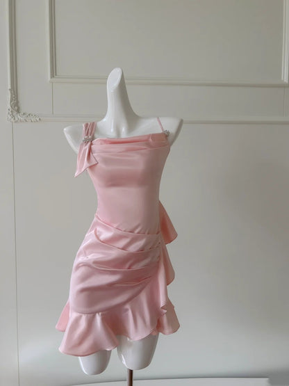 Pretty Homecoming Dress Asymmetrical Neck Short Prom Dress Birthday Party Outfits Cocktail Dress   D3327