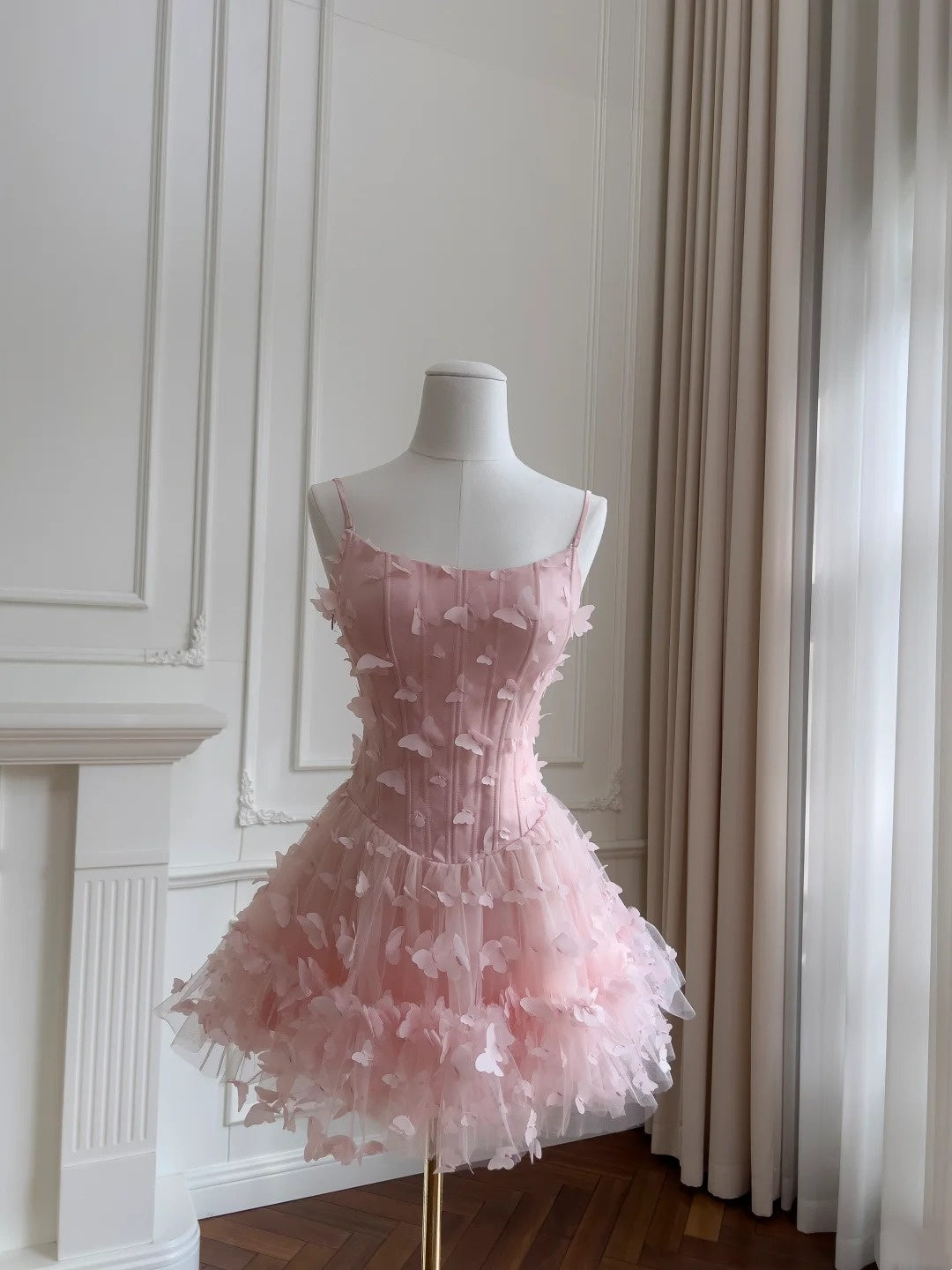 Popular Homecoming Dress Spaghetti Straps Tulle Short Prom Dress Birthday Party Outfits Cocktail Dress   D3329