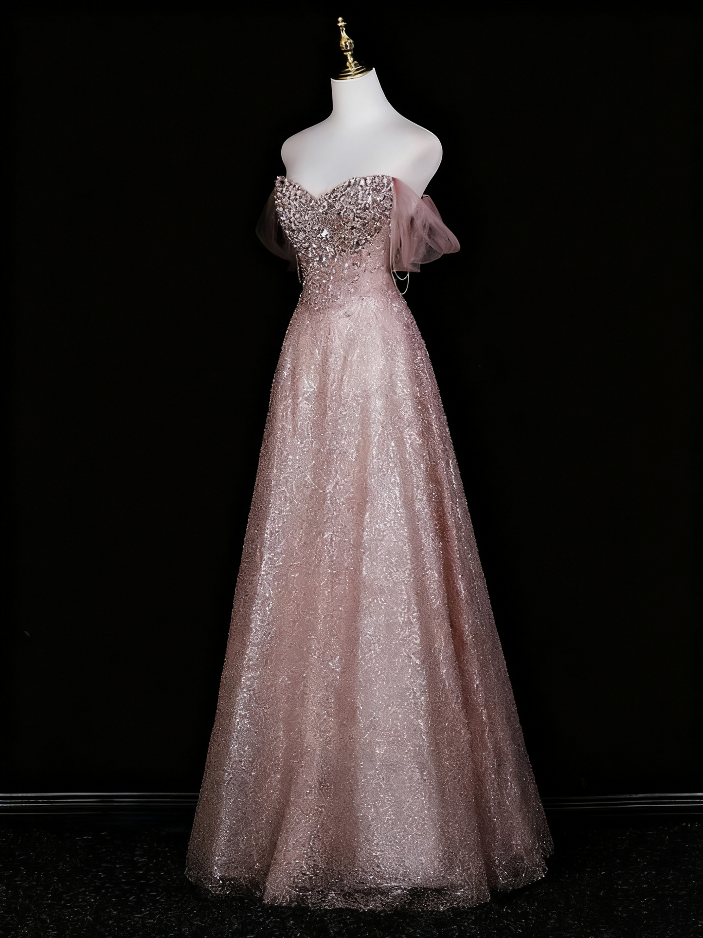 Shiny Prom Dress A Line Off Shoulder Crystal Evening Dress Quinceanera Dress        D3372