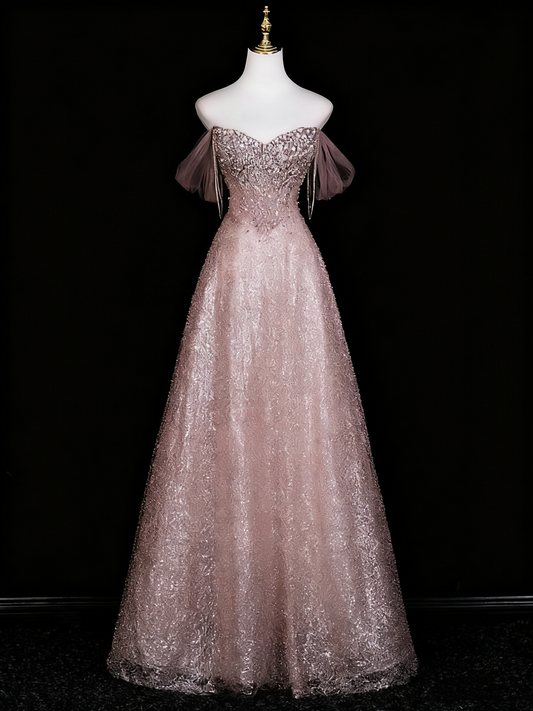Shiny Prom Dress A Line Off Shoulder Crystal Evening Dress Quinceanera Dress        D3372