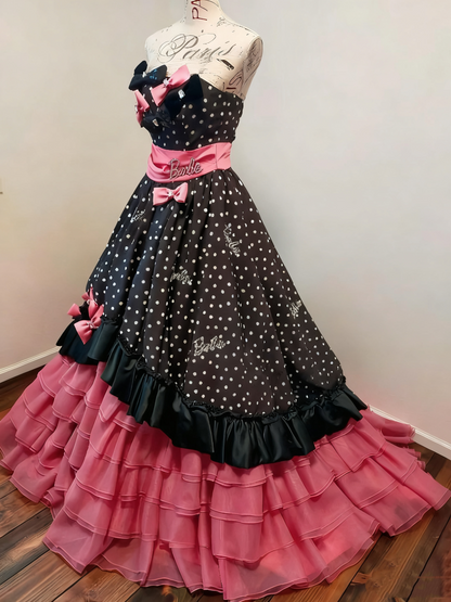Cute Prom Dress Strapless Tiered Ball Gown Quinceanera Dress Birthday Party Dress    D3376