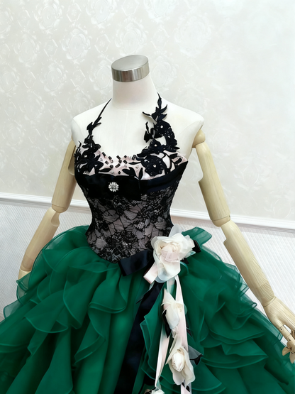 Gorgeous Prom Dress Halter Ruffle Quinceanera Dress Evening Dress Ball Gown       D3385