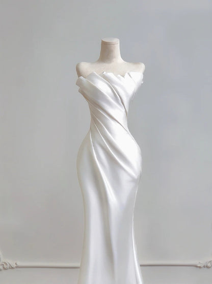 Pretty Wedding Dress Strapless Pleated Mermaid Wedding Dress D3390