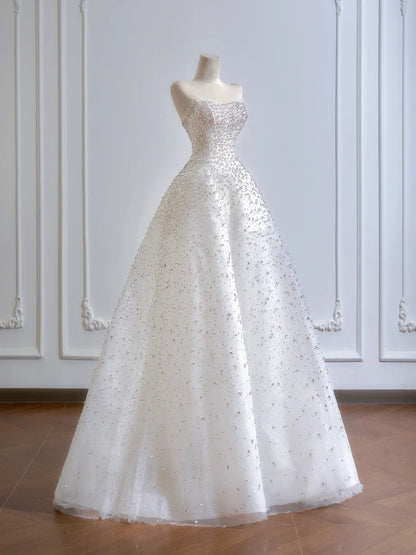 Shiny Wedding Dress Strapless Crystal Wedding Dress D3391