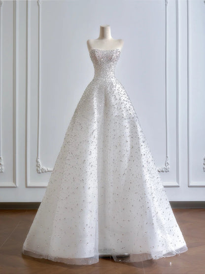 Shiny Wedding Dress Strapless Crystal Wedding Dress D3391