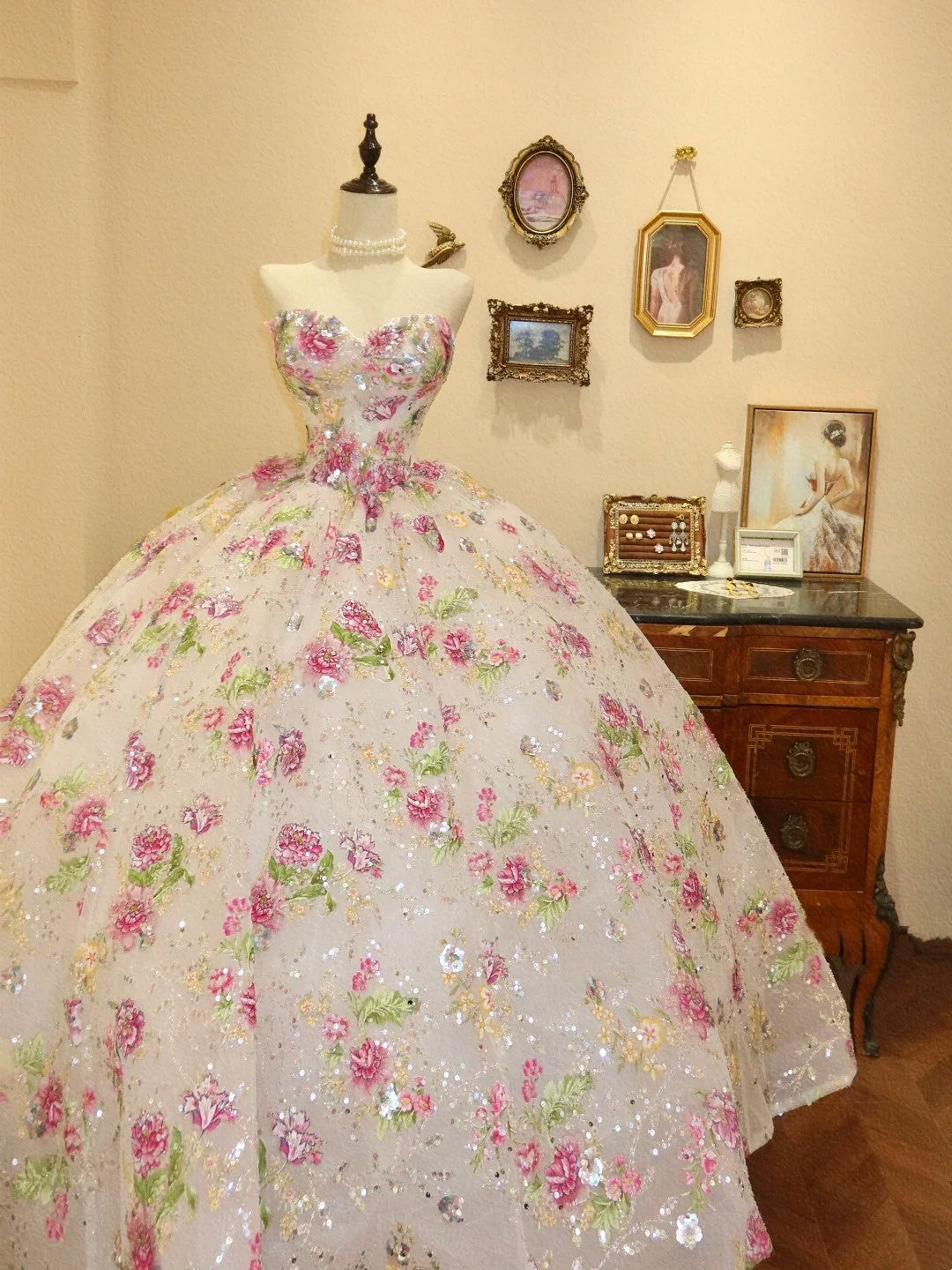 Charming Prom Dress Sweetheart Flower Ball Gown Evening Dress Quinceanera Dress        D3395