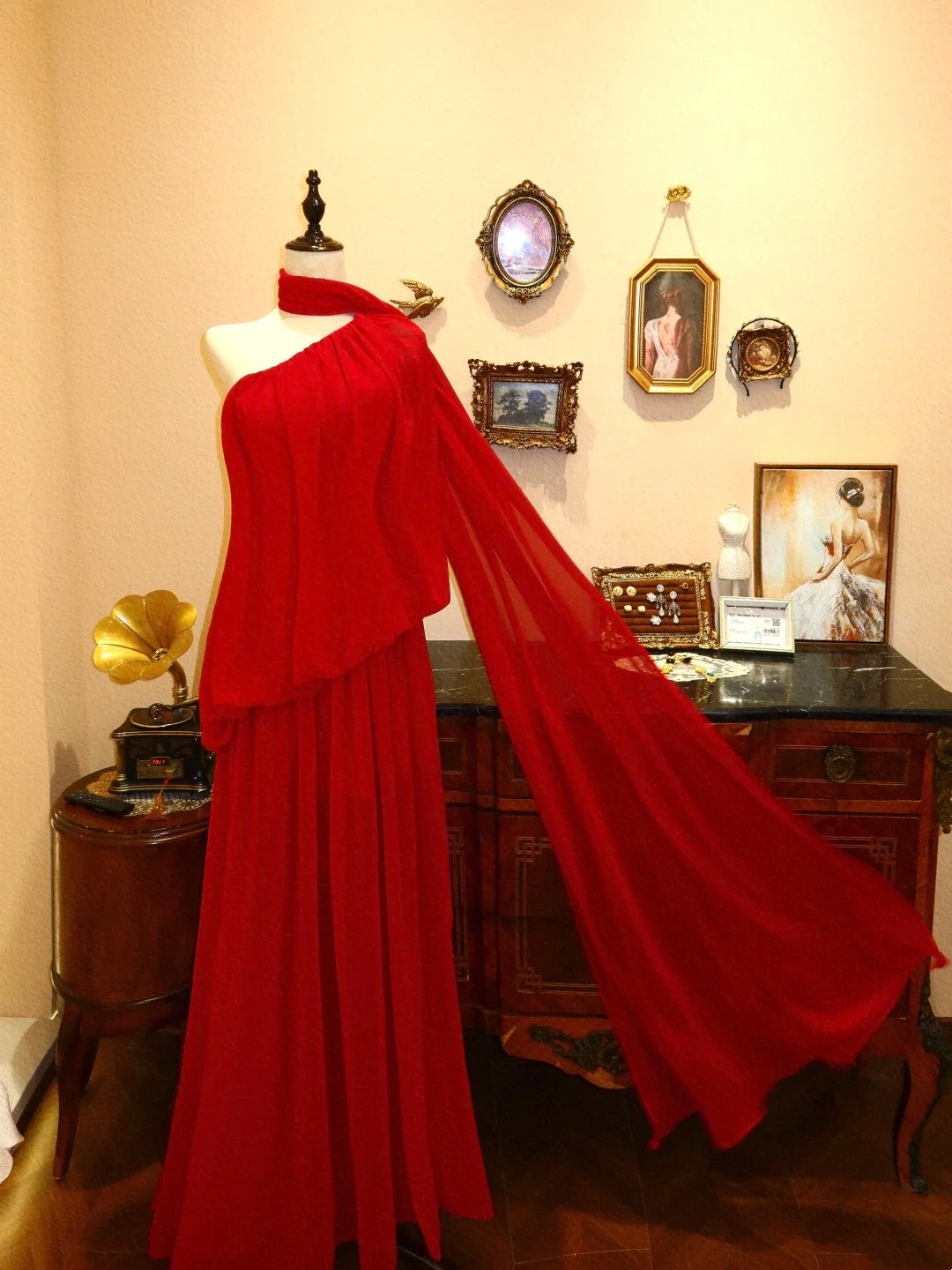 Pretty Prom Dress A Line One Shoulder Pleated Evening Dress Gala Dress         D3396
