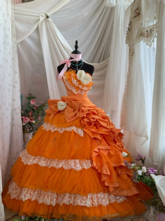 Charming Prom Dress Strapsless Pleated Tulle Ball Gown Evening Dress Quinceanera Dress     D3440