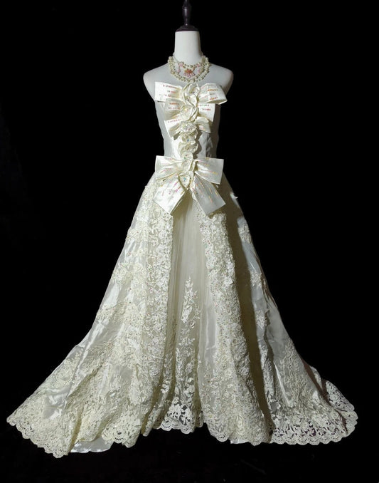 Retro Wedding Dress A Line Strapless Lace Wedding Dress  D3432
