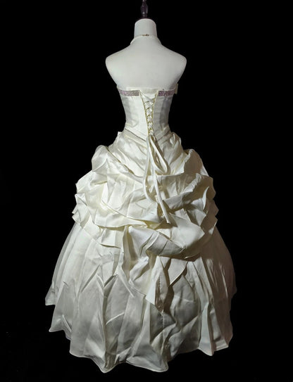 Retro Wedding Dress Strapless Pleated Wedding Dress  D3433