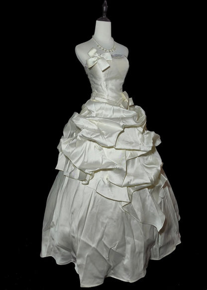 Retro Wedding Dress Strapless Pleated Wedding Dress  D3433
