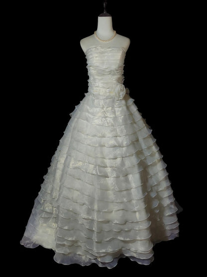 Retro Wedding Dress Strapless Tiered Wedding Dress  D3435