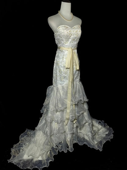 Charming Wedding Dress Sweetheart Ruffle Tiered Mermaid Wedding Dress  D3436