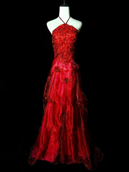 Stunning Prom Dress A Line Halter Flower Evening Dress Birthday Party Dress Cocktail Dress  D3438
