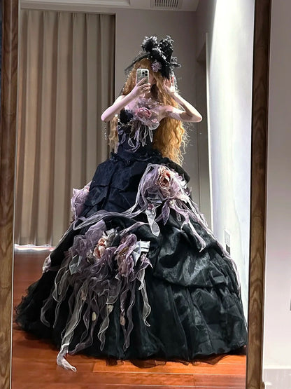 Charming Prom Dress Strapless Pleated Ball Gown Birthday Party Dress   D3445