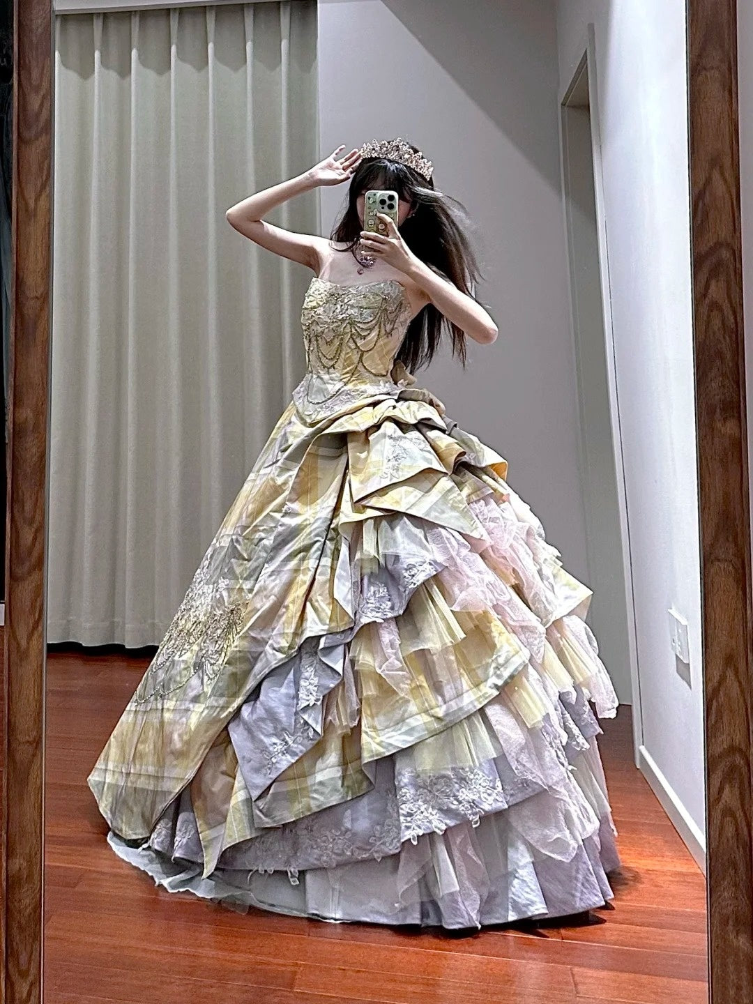 Pretty Prom Dress Strapless Tiered Ball Gown Birthday Party Dress Princess Dress   D3447