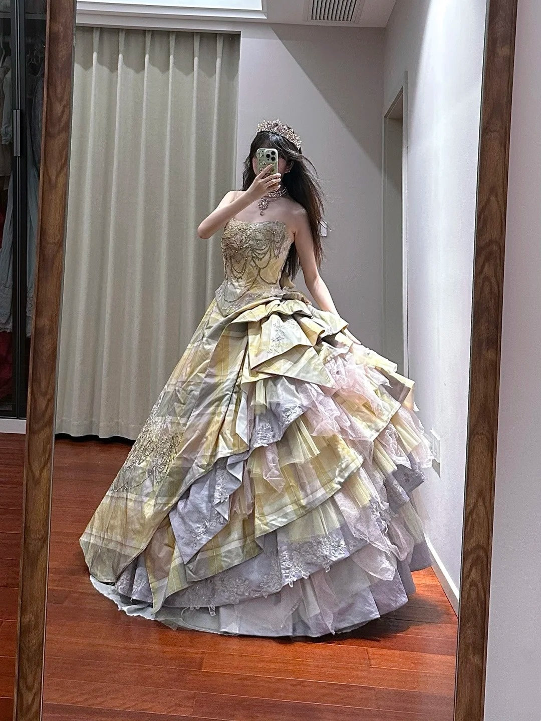 Pretty Prom Dress Strapless Tiered Ball Gown Birthday Party Dress Princess Dress   D3447