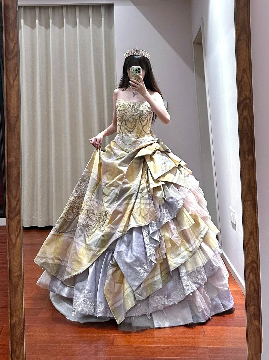 Pretty Prom Dress Strapless Tiered Ball Gown Birthday Party Dress Princess Dress   D3447