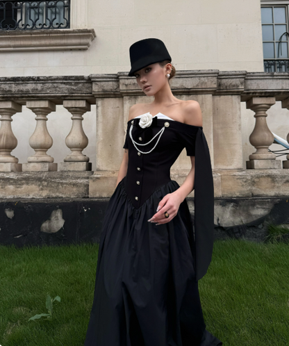 Elegant Prom Dress Off Shoulder Pleated Long Evening Gown Cocktail Dress D3458