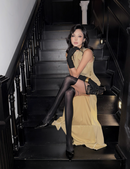 Sexy Prom Dress High Collar Slit Pleated Long Evening Dress Birthday Party Dress  D3467