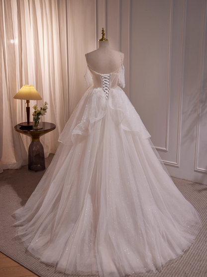 Romantic Wedding Dress Spaghetti Straps Tulle Wedding Dress     D3474