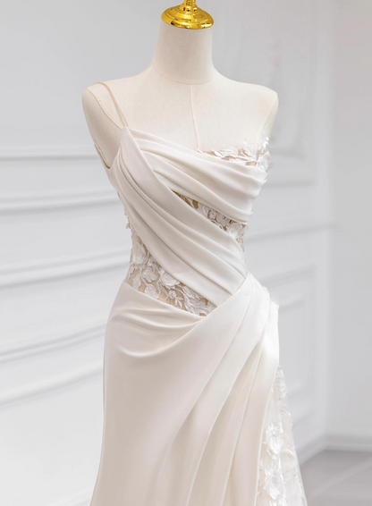 Elegant Wedding Dress One Shoulder Pleated Tulle Wedding Dress   D3482