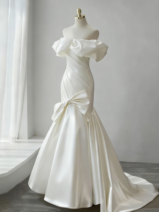 Stunning Wedding Dress Off Shoulder Pleated Mermaid Wedding Dress   D3483