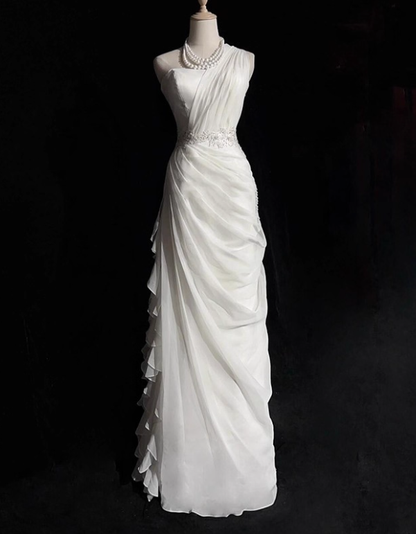 Elegant Wedding Dress One Shoulder Pleated Wedding Dress  D3488