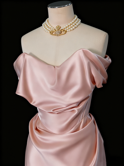 Minimalist Prom Dress Strapless Pleated Gala Dress Evening Dress  D3505