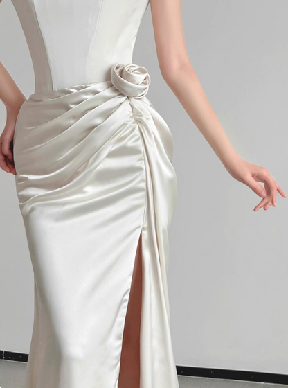 Popular Wedding Dress Strapless Pleated Slit Wedding Dress  D3511