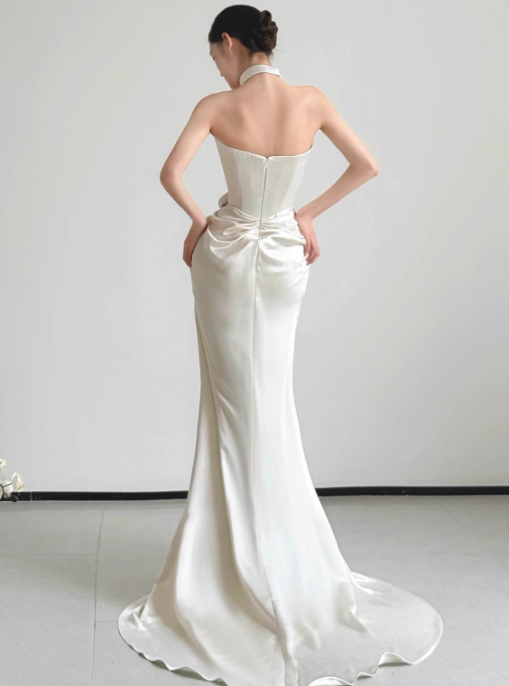 Popular Wedding Dress Strapless Pleated Slit Wedding Dress  D3511