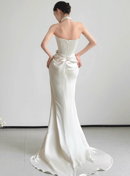 Popular Wedding Dress Strapless Pleated Slit Wedding Dress  D3511