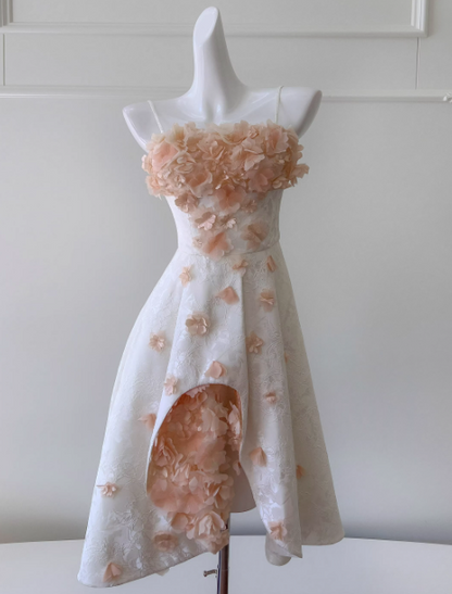 Pretty Prom Dress A Line Spaghetti Straps Floral Birthday Party Dress Evening Dress  D3514