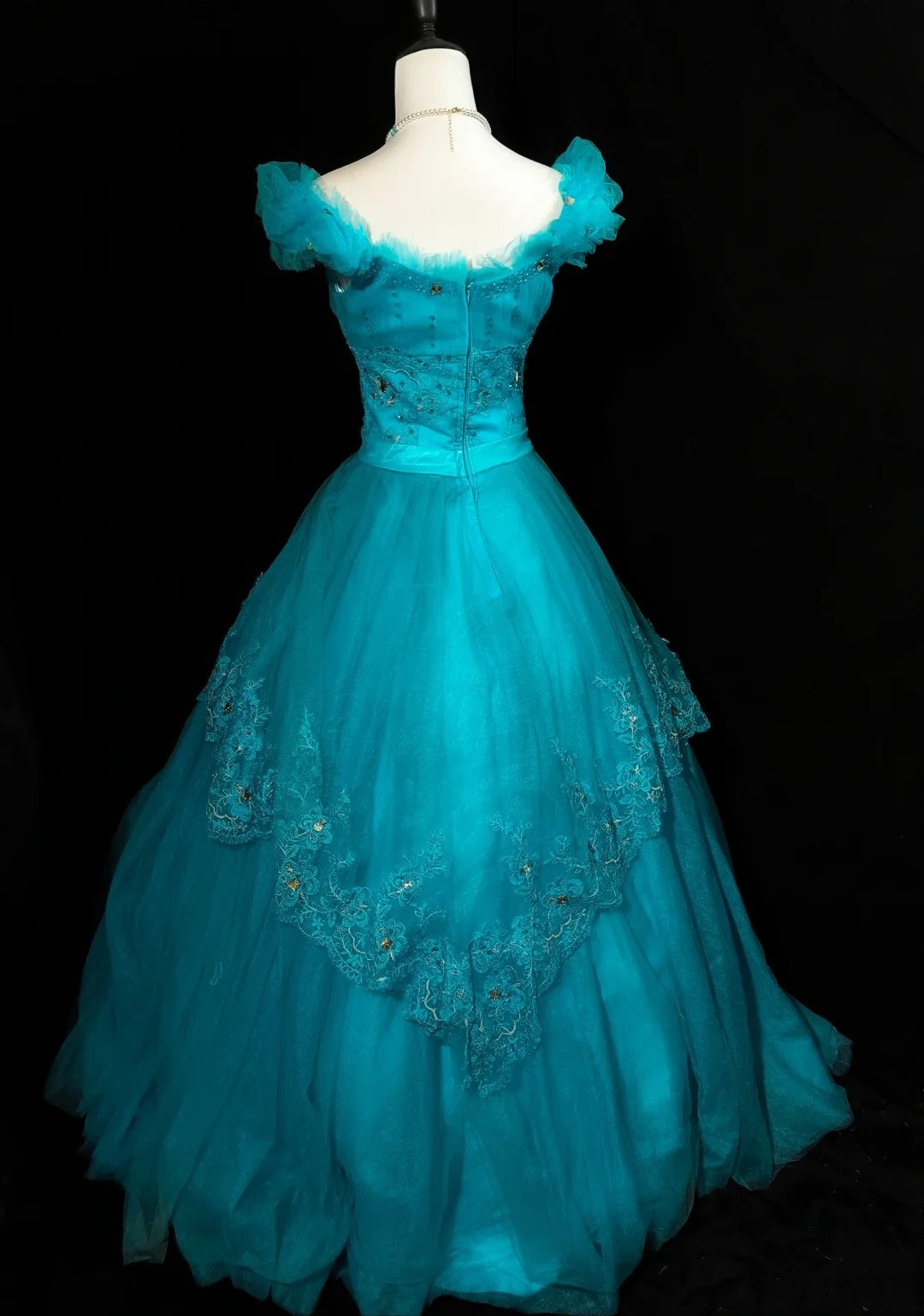 Pretty Prom Dress Crew Neck Tulle Ball Gown Quinceanera Dress Evening Dress   D3556