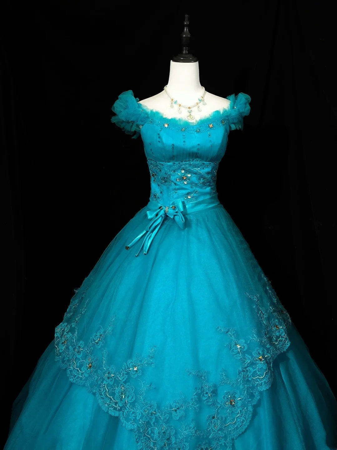 Pretty Prom Dress Crew Neck Tulle Ball Gown Quinceanera Dress Evening Dress   D3556