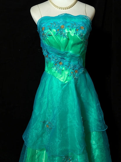 Newest Prom Dress A Line Strapless Tulle Cocktail Dress Evening Dress     D3558