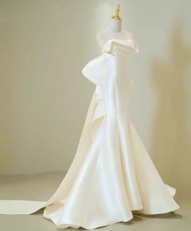 Beauty Wedding Dress Strapless Bowknot Mermaid Wedding Dress  D3258