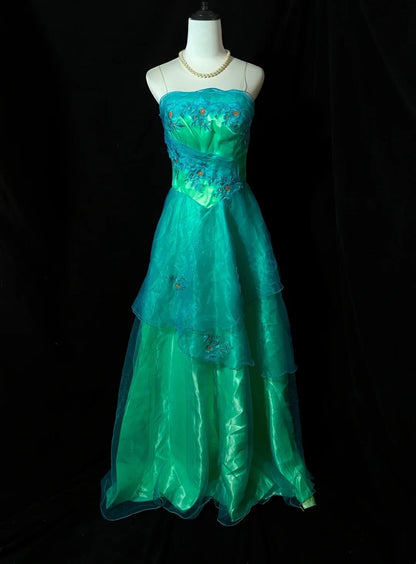 Newest Prom Dress A Line Strapless Tulle Cocktail Dress Evening Dress     D3558