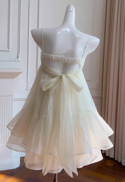 Popular Homecoming Dress Spaghetti Straps Pleated Ruffle Short Prom Dress Birthday Party Outfits      D3564