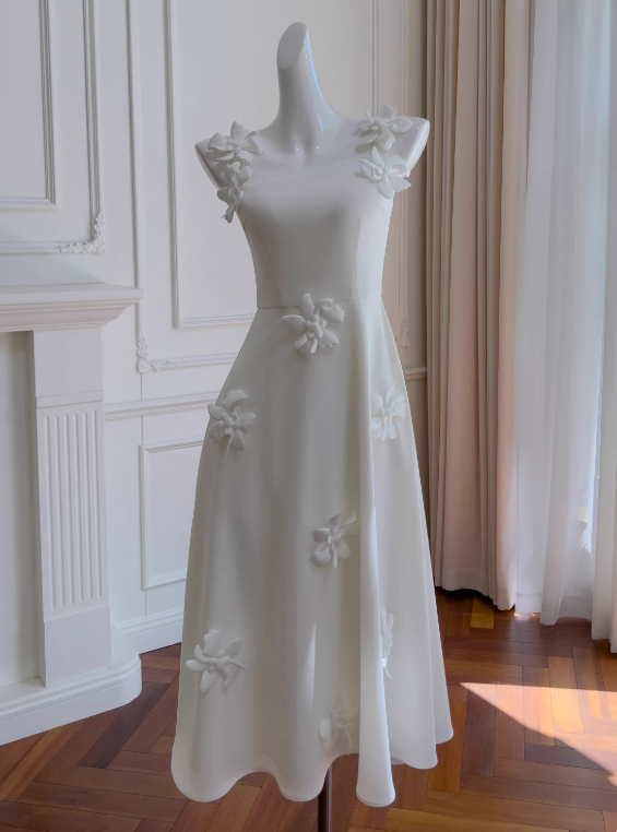 New Style Prom Dress A Line Square Neck Flower Evening Dress Birthday Party Dress     D3568