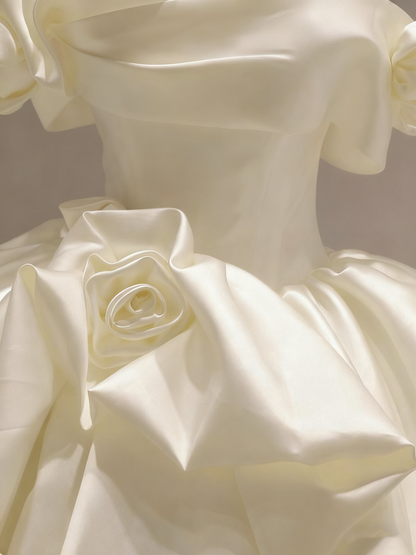 New Arrival Wedding Dress Off Shoulder Pleated Rose Wedding Dress    D3579