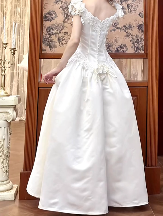 Newest Wedding Dress Crew Neck Pleated Wedding Dress   D3591