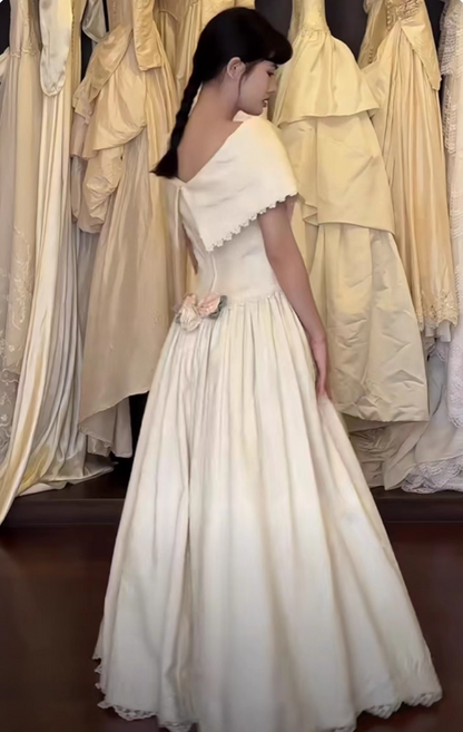 Newest Wedding Dress V-neck Pleated Wedding Dress   D3594