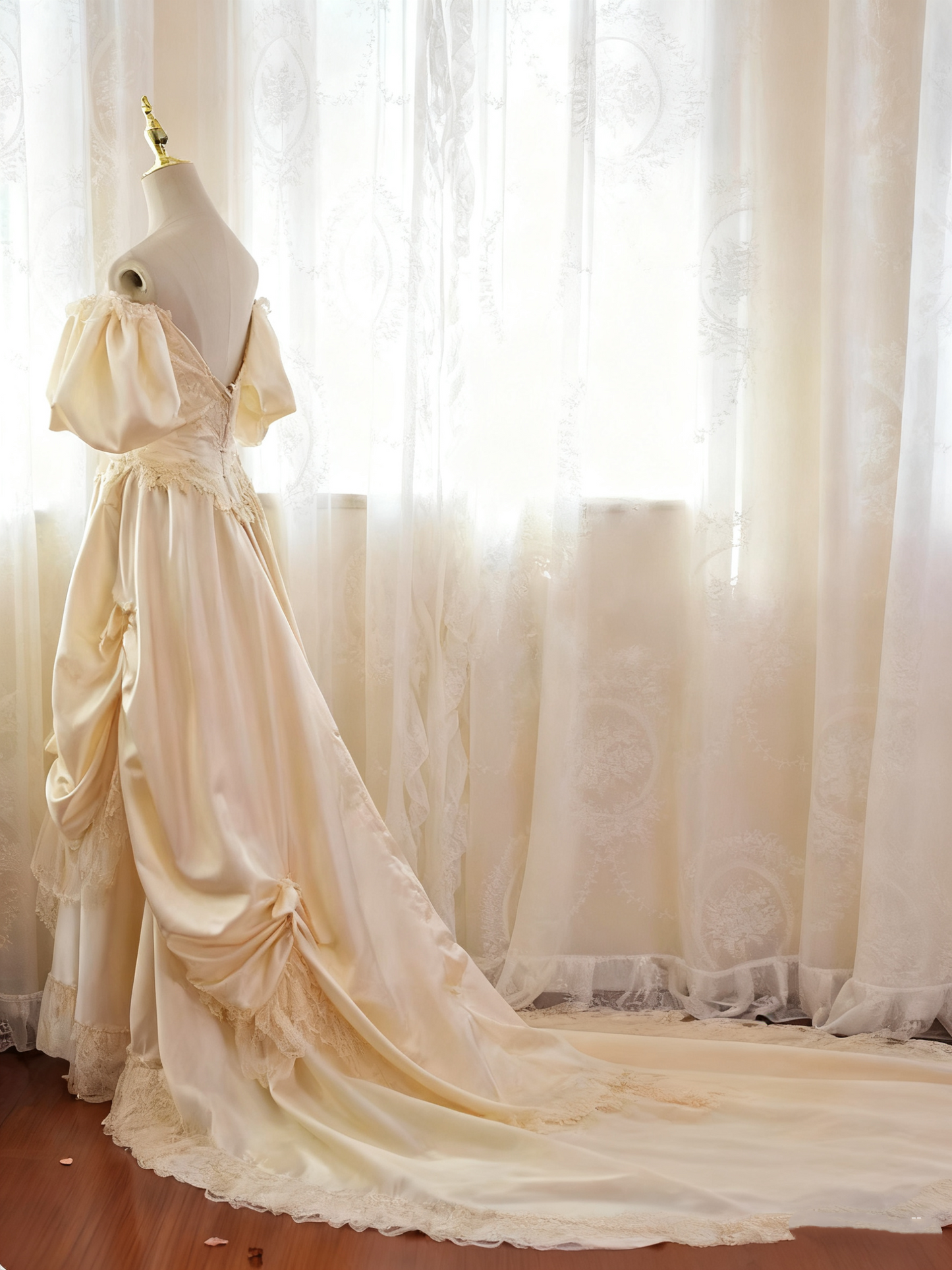 Vintage Wedding Dress Sweetheart Pleated Lace Wedding Dress  D3601