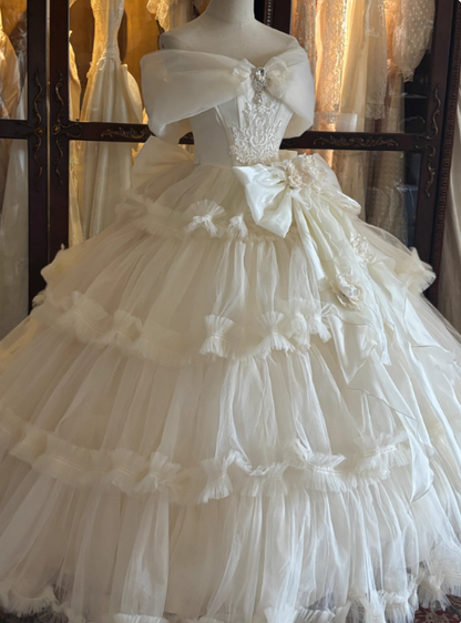 Popular Prom Dress Off Shoulder Tulle Pleated Evening Gown Sweet 16 Dress Ball Gown    D3610