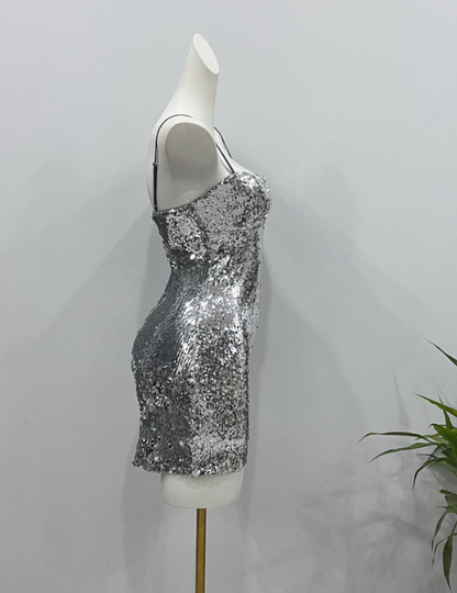 Shiny Homecoming Dress Spaghetti Straps Sequins Short Prom Dress Birthday Party Dress Cocktail Dress       D3615