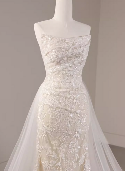 Newest Wedding Dress Strapless Pleated Mermaid Wedding Dress  D3632